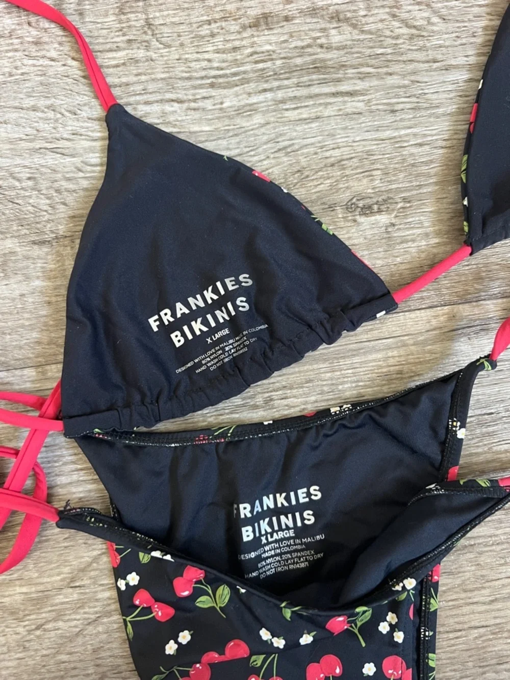 Frankie’s Bikinis Tia Top and Divine String Bottom in Cherry Hearts SET
